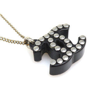 Chanel CHANEL Necklace Resin Metal Black Women's h32176i